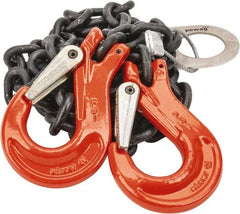 Pewag - 5' Long, 2,100 Lb Basket Capacity, 2,100 Lb Vertical Capacity, Alloy Steel Web Sling - SSS Chain Sling, 7/32" Diam Chain, Silver (Color), with 2 Sling Hooks - Americas Industrial Supply