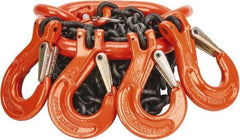 Pewag - 5' Long, 9,100 Lb Basket Capacity, 9,100 Lb Vertical Capacity, Alloy Steel Web Sling - QOS Chain Sling, 9/32" Diam Chain, Silver (Color), with 4 Sling Hooks & Master Link - Americas Industrial Supply