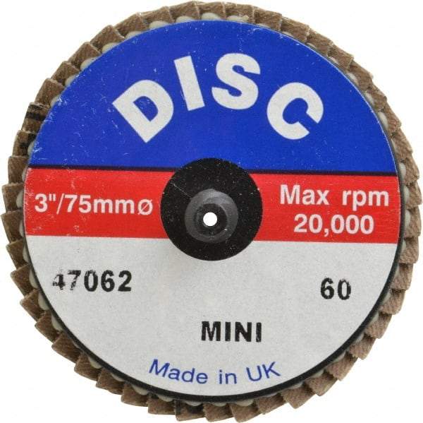 Garryson - 60 Grit, 3" Disc Diam, Type 27 Zirconia Alumina Flap Disc - 20,000 Max RPM, Nylon Backing, Quick Change Type R Attaching System, Coated - Americas Industrial Supply