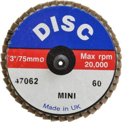 Garryson - 60 Grit, 3" Disc Diam, Type 27 Zirconia Alumina Flap Disc - 20,000 Max RPM, Nylon Backing, Quick Change Type R Attaching System, Coated - Americas Industrial Supply