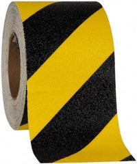 NMC - Black & Yellow Striped Anti-Slip Vinyl Tape - 6" Wide x 60' Long x 0.02" Thick, General Traffic - Americas Industrial Supply