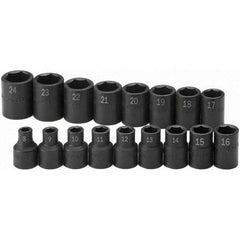 SK - 1/2" Drive Standard Impact Socket Set - 8 to 24mm, Metric Measurement Standard - Americas Industrial Supply