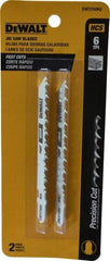 DeWALT - 4" Long, 6 Teeth per Inch, High Carbon Steel Jig Saw Blade - Toothed Edge, 1/4" Wide x 0.035" Thick, T-Shank - Americas Industrial Supply