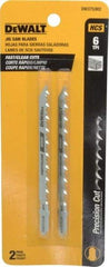 DeWALT - 4" Long, 6 Teeth per Inch, High Carbon Steel Jig Saw Blade - Toothed Edge, 1/4" Wide x 0.06" Thick, T-Shank - Americas Industrial Supply