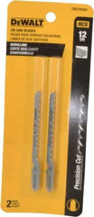 DeWALT - 3" Long, 12 Teeth per Inch, High Carbon Steel Jig Saw Blade - Toothed Edge, 1/4" Wide x 0.06" Thick, T-Shank - Americas Industrial Supply