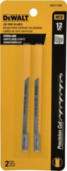 DeWALT - 3" Long, 12 Teeth per Inch, High Carbon Steel Jig Saw Blade - Toothed Edge, 1/4" Wide x 1/16" Thick, U-Shank - Americas Industrial Supply