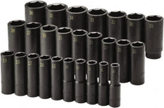 SK - 26 Piece 1/2" Drive Deep Impact Socket Set - 6 Points, 10 to 36mm, Metric Measurement Standard - Americas Industrial Supply
