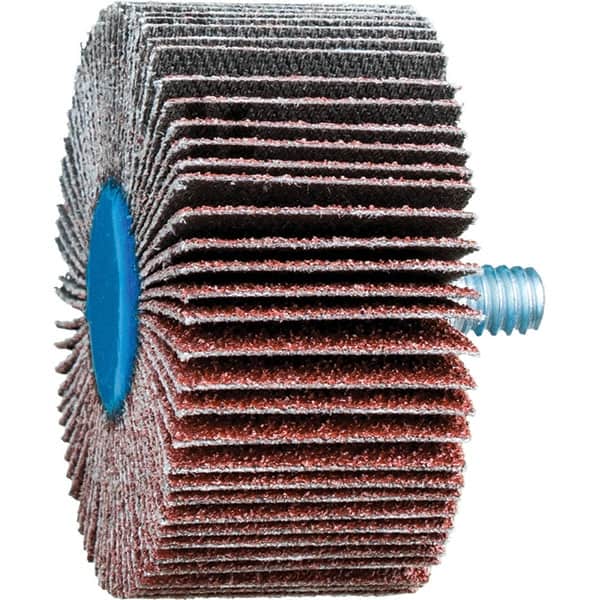 PFERD - 2" Diam x 1" Face Width, Aluminum Oxide Coated Mounted Flap Wheel - 1/4-20 Threaded Mount, 60 Grit, 23,000 Max RPM - Americas Industrial Supply
