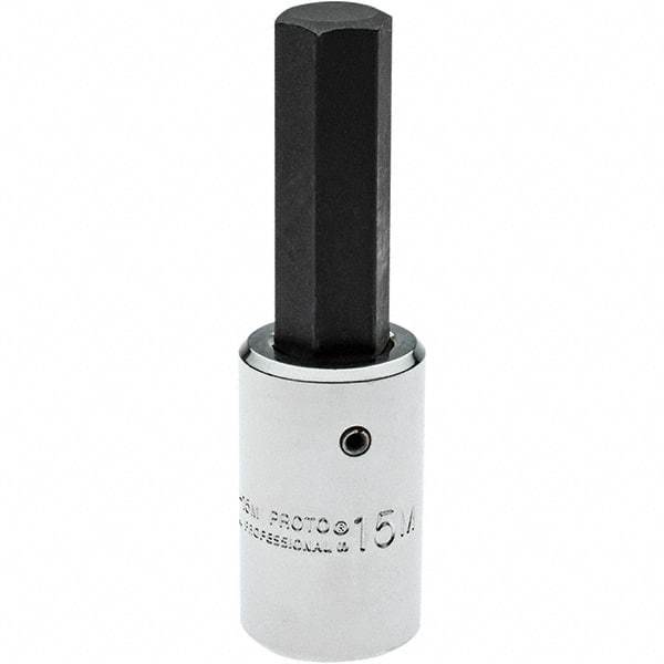 Proto - 1/2" Drive, 15mm Hex Bit Socket - 3-5/8" OAL, 1" Bit Length - Americas Industrial Supply