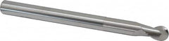 SGS - 1/2" Diam, 5/8" LOC, 2 Flute Solid Carbide Ball End Mill - Uncoated, Single End, 6" OAL, 1/2" Shank Diam, Spiral Flute - Americas Industrial Supply