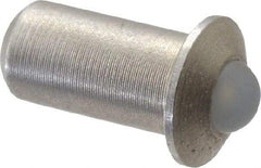 Gibraltar - 1/4" Body Length x 1/8" Body Diam, 0.4 Lb Init to 1.3 Lb Final End Force, Stainless Steel Press Fit Ball Plunger - 3/32" Ball Diam, 0.035" Max Ball Reach, 0.032" Flange Thickness - Americas Industrial Supply