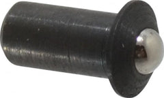 Gibraltar - 1/4" Body Length x 1/8" Body Diam, 0.75 Lb Init to 2.5 Lb Final End Force, Steel Press Fit Ball Plunger - 3/32" Ball Diam, 0.035" Max Ball Reach, 0.032" Flange Thickness - Americas Industrial Supply