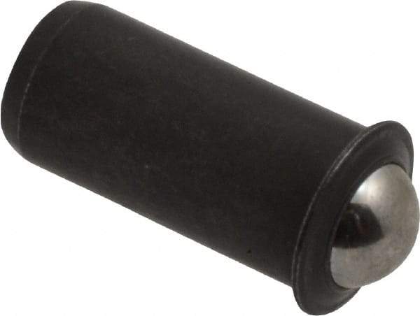 Gibraltar - 0.0643" Body Length x 5/16" Body Diam, 4 Lb Init to 10 Lb Final End Force, Steel Press Fit Ball Plunger - 1/4" Ball Diam, 0.09" Max Ball Reach, 0.045" Flange Thickness - Americas Industrial Supply