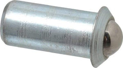 Gibraltar - 0.0786" Body Length x 3/8" Body Diam, 2.5 Lb Init to 7 Lb Final End Force, Steel Press Fit Ball Plunger - 5/16" Ball Diam, 0.11" Max Ball Reach, 0.078" Flange Thickness - Americas Industrial Supply