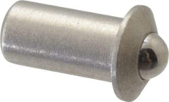 Gibraltar - 1/4" Body Length x 1/8" Body Diam, 0.75 Lb Init to 2.5 Lb Final End Force, Stainless Steel Press Fit Ball Plunger - 3/32" Ball Diam, 0.035" Max Ball Reach, 0.032" Flange Thickness - Americas Industrial Supply