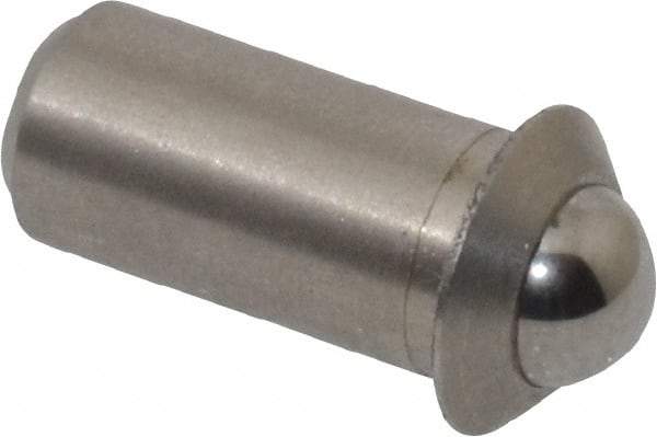 Gibraltar - 0.0394" Body Length x 3/16" Body Diam, 2 Lb Init to 5 Lb Final End Force, Stainless Steel Press Fit Ball Plunger - 5/32" Ball Diam, 0.058" Max Ball Reach, 0.04" Flange Thickness - Americas Industrial Supply