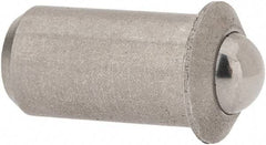 Gibraltar - 0.0471" Body Length x 1/4" Body Diam, 3 Lb Init to 7 Lb Final End Force, Stainless Steel Press Fit Ball Plunger - 3/16" Ball Diam, 0.07" Max Ball Reach, 0.045" Flange Thickness - Americas Industrial Supply