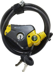 Master Lock - 6' Long 4 Pin Tumbler Keyed Padlock Cable & Lock - 3/8" Diam, Keyed Alike - Americas Industrial Supply