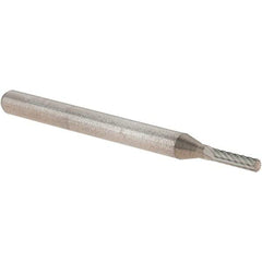 M.A. Ford - 1/16" Cut Diam, 1/8" Shank Diam, Cylinder Head Double Cut Burr - Carbide, Flat End, 1/4" LOC, 1-1/2" OAL - Americas Industrial Supply