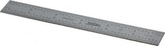 SPI - 6" Long, 1/100, 1/64, 1/32, 1/10" Graduation, Rigid Steel Rule - 5R Graduation Style, 3/4" Wide, Silver, Satin Chrome Finish - Americas Industrial Supply