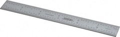 SPI - 6" Long, 1/64, 1/32" and 0.5, 1mm Graduation, Rigid Steel Rule - English/Metric Graduation Style, 3/4" Wide, Silver, Satin Chrome Finish - Americas Industrial Supply