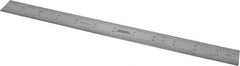 SPI - 12" Long, 1/64, 1/50, 1/32, 1/10" Graduation, Rigid Steel Rule - 3R Graduation Style, 1" Wide, Silver, Satin Chrome Finish - Americas Industrial Supply