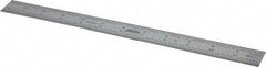 SPI - 12" Long, 1/100, 1/64, 1/32, 1/10" Graduation, Rigid Steel Rule - 5R Graduation Style, 1" Wide, Silver, Satin Chrome Finish - Americas Industrial Supply