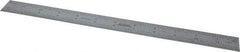 SPI - 12" Long, 1/100, 1/64, 1/50, 1/32" Graduation, Rigid Steel Rule - 16R Graduation Style, 1" Wide, Silver, Satin Chrome Finish - Americas Industrial Supply
