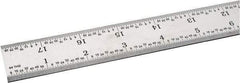 SPI - 18" Long, 1/100, 1/64, 1/32, 1/10" Graduation, Rigid Steel Rule - 5R Graduation Style, 1-1/8" Wide, Silver, Satin Chrome Finish - Americas Industrial Supply