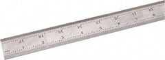 SPI - 18" Long, 1/100, 1/64, 1/50, 1/32" Graduation, Rigid Steel Rule - 16R Graduation Style, 1-1/8" Wide, Silver, Satin Chrome Finish - Americas Industrial Supply