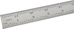 SPI - 18" Long, 1/64, 1/32" and 0.5, 1mm Graduation, Rigid Steel Rule - English/Metric Graduation Style, 1-1/8" Wide, Silver, Satin Chrome Finish - Americas Industrial Supply