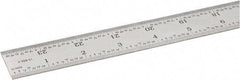 SPI - 24" Long, 1/64, 1/50, 1/32, 1/10" Graduation, Rigid Steel Rule - 3R Graduation Style, 1-1/8" Wide, Silver, Satin Chrome Finish - Americas Industrial Supply