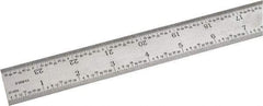 SPI - 24" Long, 1/64, 1/32, 1/16, 1/8" Graduation, Rigid Steel Rule - 4R Graduation Style, 1-1/8" Wide, Silver, Satin Chrome Finish - Americas Industrial Supply