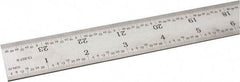 SPI - 24" Long, 1/100, 1/64, 1/32, 1/10" Graduation, Rigid Steel Rule - 5R Graduation Style, 1-1/8" Wide, Silver, Satin Chrome Finish - Americas Industrial Supply