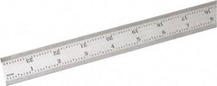 SPI - 24" Long, 1/100, 1/64, 1/50, 1/32" Graduation, Rigid Steel Rule - 16R Graduation Style, 1-1/8" Wide, Silver, Satin Chrome Finish - Americas Industrial Supply
