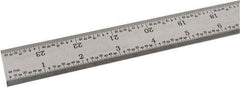 SPI - 24" Long, 1/64, 1/32" and 0.5, 1mm Graduation, Rigid Steel Rule - English/Metric Graduation Style, 1-1/8" Wide, Silver, Satin Chrome Finish - Americas Industrial Supply
