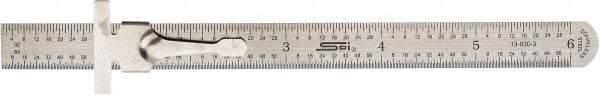 SPI - 6" Long, 1/64, 1/32", Decimal Equivalency Table Graduation, Flexible Stainless Steel Rule - 10R/D Graduation Style, 1/2" Wide, Silver, Brushed Finish - Americas Industrial Supply