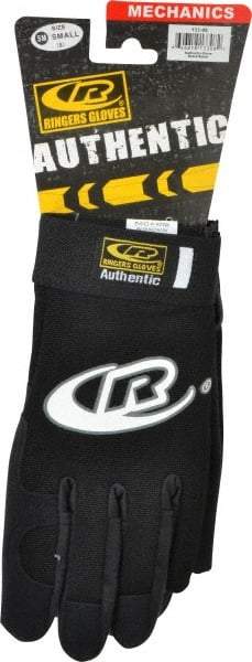 Ringers Gloves - Size S (8) Synthetic Leather General Protection Work Gloves - For Mechanic's & Lifting, Uncoated, Hook & Loop Cuff, Full Fingered, Black, Paired - Americas Industrial Supply