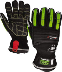 Ringers Gloves - Size XL (11), Kevlar/Thermal Plastic Rubber Cut Resistant Gloves - Elastic Cuff, Black w/ Reflective Panels, Paired - Americas Industrial Supply