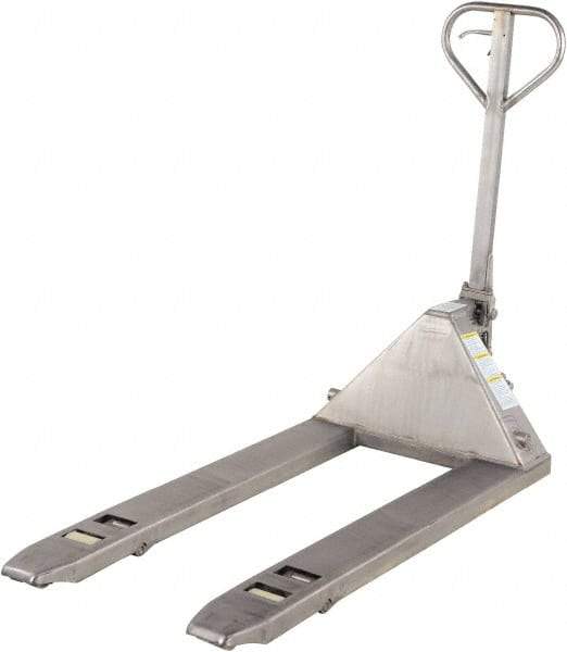 Vestil - 5,500 Lb Capacity, 7-3/4" Lift Stainless Steel Pallet Truck - 2-7/8" Min Lift Height, 48" Fork Length x 27" Fork Width, 27" Overall Width - Americas Industrial Supply