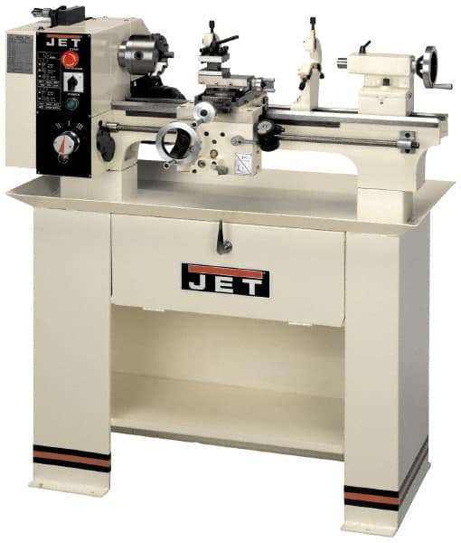 Jet - 14" Swing, 40" Between Centers, 230 Volt, Single Phase Bench Lathe - 5MT Taper, 3 hp, 40 to 1,800 RPM, 1-1/2" Bore Diam, 46" Deep x 28" High x 74-5/8" Long - Americas Industrial Supply