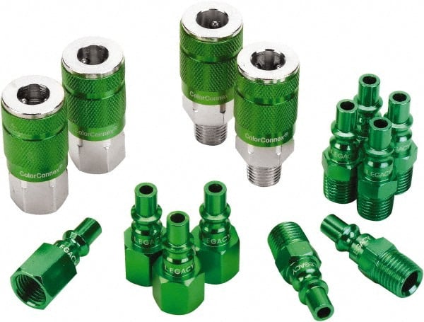 Legacy - 14 Piece 1/4" Body 1/4 NPT 300 psi Steel/Aluminum ARO Pneumatic Coupling Plug Set - Americas Industrial Supply