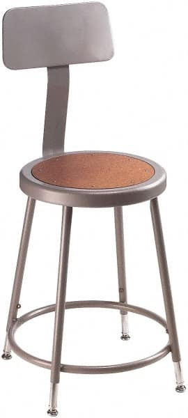 NPS - 16-3/4" Wide x 18-1/2" Deep x 44 to 53-1/2" High, Standard Base, Adjustable Seat Stool - Hardboard Seat, Gray and Brown - Americas Industrial Supply