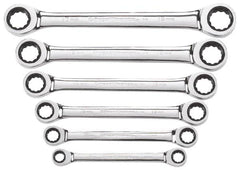 GearWrench - 6 Piece, 8mm x 9mm to 17mm x 19mm, Ratchet Set - Metric Measurement Standard, Chrome Finish, Comes in Display Card - Americas Industrial Supply