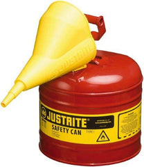 Justrite - 2 Gal Brass Type I Safety Can - 9-1/2" High, Red - Americas Industrial Supply