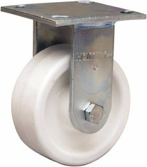 Hamilton - 5" Diam x 2" Wide x 6-1/2" OAH Top Plate Mount Rigid Caster - Polyolefin, 650 Lb Capacity, Delrin Bearing, 4 x 4-1/2" Plate - Americas Industrial Supply
