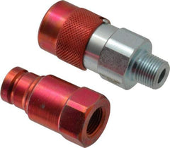 Value Collection - 3/8 NPTF Steel Hydraulic Hose Flush Face Coupler Set - Americas Industrial Supply
