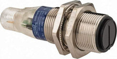 Telemecanique Sensors - 4 Pin M12 Connector, 4 Nominal Distance, Shock and Vibration Resistant, Retroreflective Photoelectric Sensor - 12 to 24 VDC, 500 Hz, Nickel Plated Brass, 2.36 Inch Long x 0.71 Inch Wide - Americas Industrial Supply