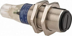 Telemecanique Sensors - 4 Pin M12 Connector, 4m Nominal Distance, Shock and Vibration Resistant, Retroreflective Photoelectric Sensor - 12 to 24 VDC, 500 Hz, Nickel Plated Brass, 2.36 Inch Long x 0.71 Inch Wide - Americas Industrial Supply