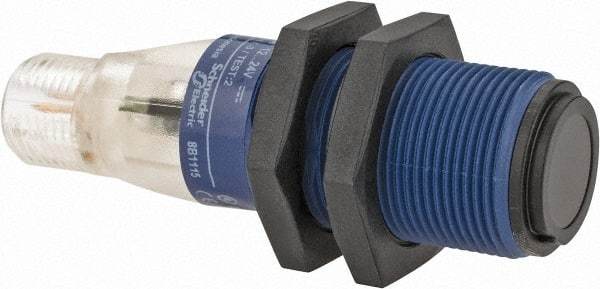 Telemecanique Sensors - 4 Pin M12 Connector, 15m Nominal Distance, Shock and Vibration Resistant, Through Beam Photoelectric Sensor - 12 to 24 VDC, 500 Hz, PBT, 60mm Long x 18mm Wide - Americas Industrial Supply